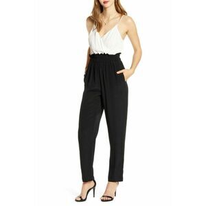 LEITH Surplice Paperboy Black white combo sleeveless Jumpsuit plus size 4X $69